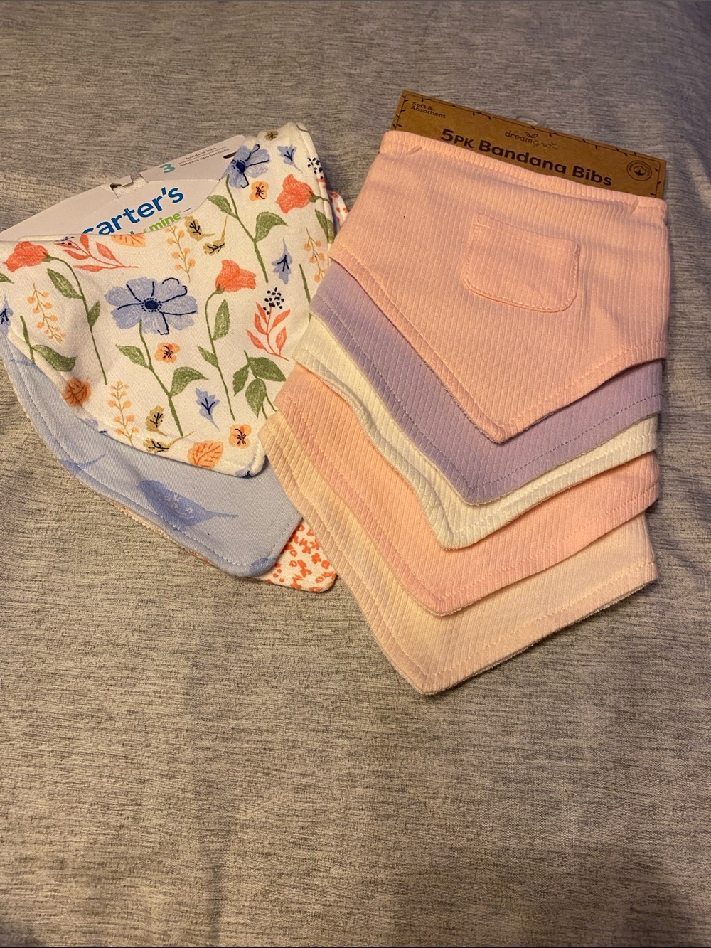 Carter's Child of Mine & Dreamgrow Baby Girl Bibs LOT NWT
